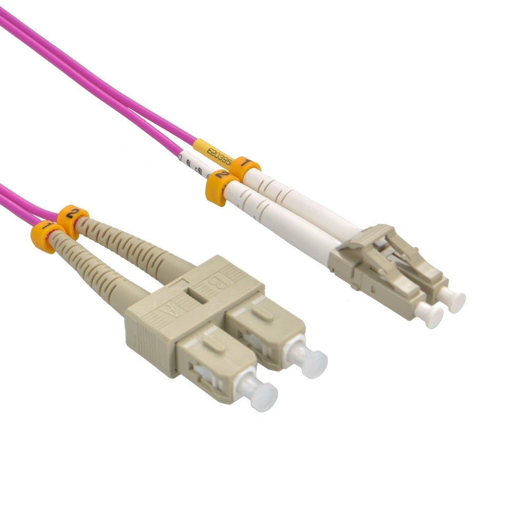 LC/UPC SC/UPC OM4 Multimode Duplex Erika Violet Fiber Optic Patch Cable LC/UPC SC/UPC OM4 Multimode Duplex Erika Violet Fiber Optic Patch Cable